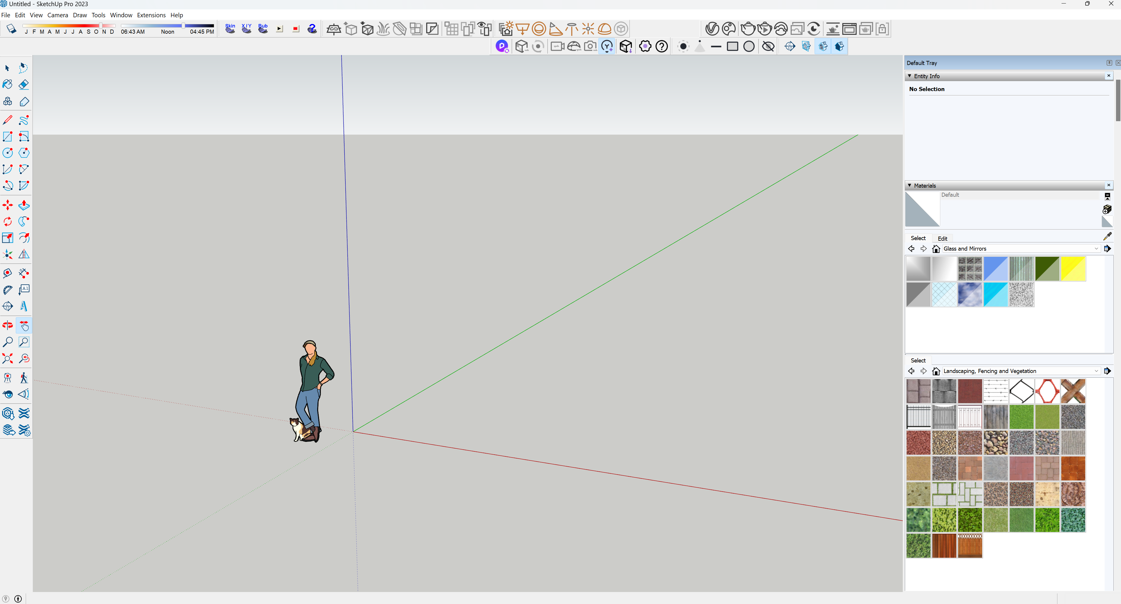 หน้าตาโปรแกรม สเก็ตอัพ 3d ขณะสร้างโมเดล