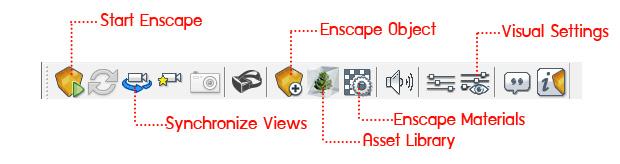 ตัวอย่างหน้าต่างโปรแกรม Enscape และ เครื่องมือหลักๆที่ใช้