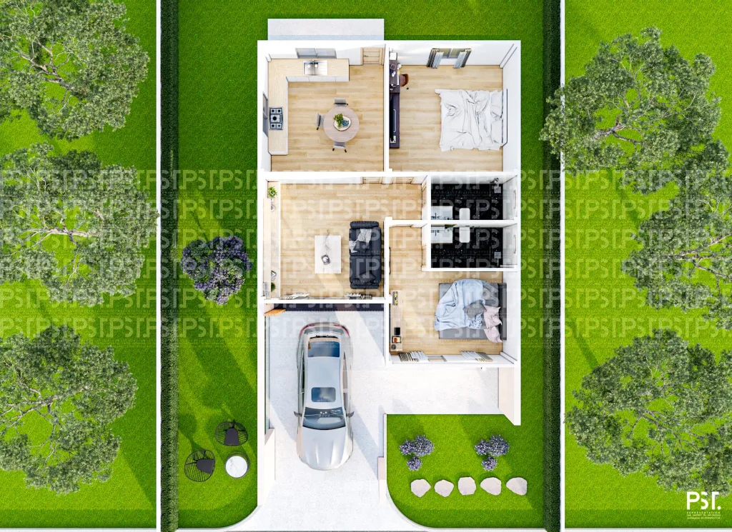 แผนผังบ้านแบบ 3 มิติ เขียนด้วยโปรแกรม SketchUp เพื่อง่ายต่อการออกแบบ และ การจัดผังบ้าน